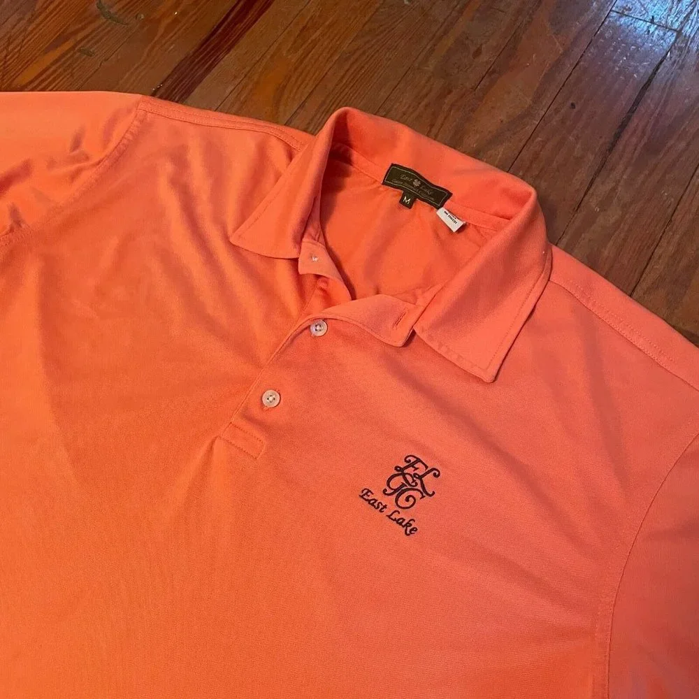 East Lake Golden Shamrock Collection Golf Stretch Polo Orange Mens M Shirt - Picture 2 of 8